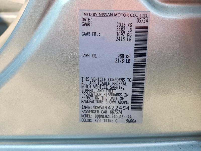 Aukcja sprzedaży 2024 Nissan Altima, vin: 1N4BL4DW5RN422454, numer aukcji: 62214816