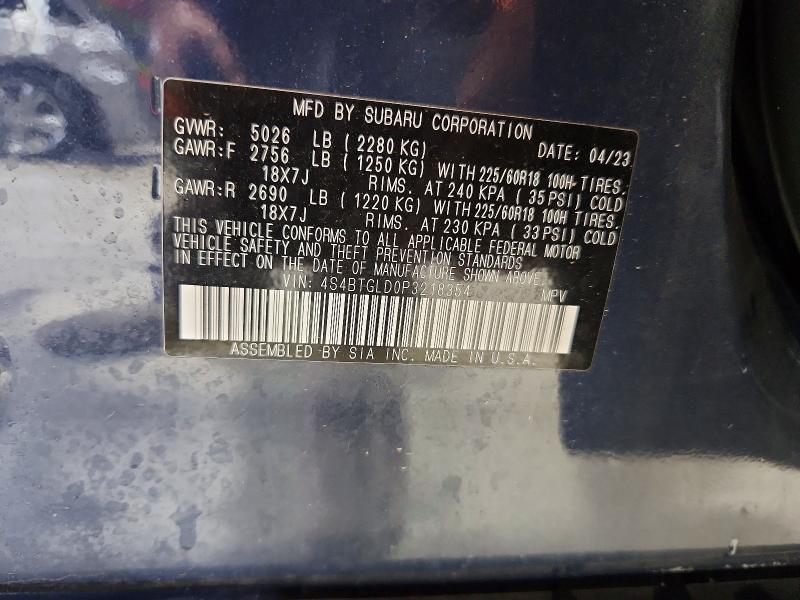 Продажа на аукционе авто 2023 Subaru Outback, vin: 4S4BTGLD0P3218354, номер лота: 57946416