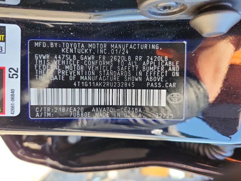 Aukcja sprzedaży 2024 Toyota Camry, vin: 4T1G11AK2RU232845, numer aukcji: 62385366