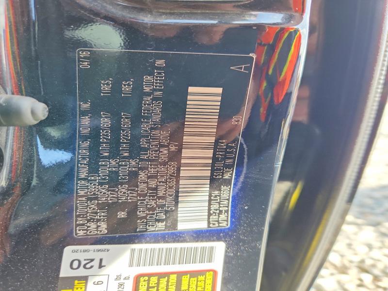 60761716 :رقم المزاد ، 5TDYK3DC3GS729958 vin ، 2016 Toyota Sienna مزاد بيع