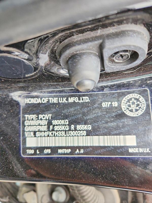 Продажа на аукционе авто 2020 Honda Civic, vin: SHHFK7H33LU300258, номер лота: 60294576