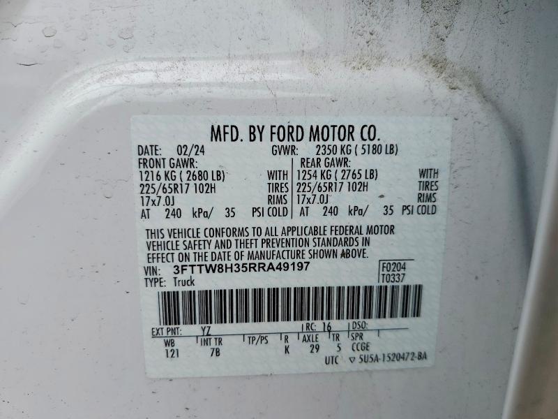 Продаж на аукціоні авто 2024 Ford Maverick, vin: 3FTTW8H35RRA49197, номер лоту: 62345416