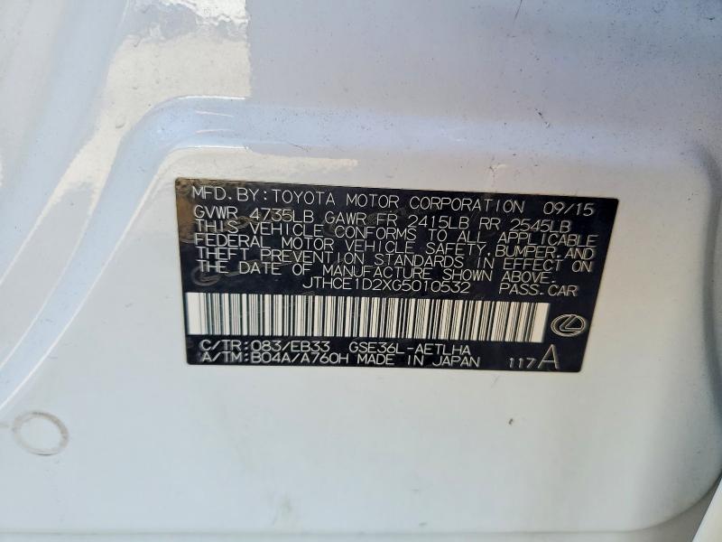 Продажа на аукционе авто 2016 Lexus Is, vin: JTHCE1D2XG5010532, номер лота: 60270676