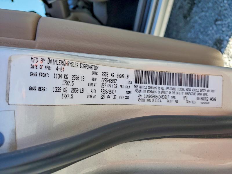 Продажа на аукционе авто 2004 Jeep Grand Cherokee, vin: 1J4GX58N54C403817, номер лота: 61212386