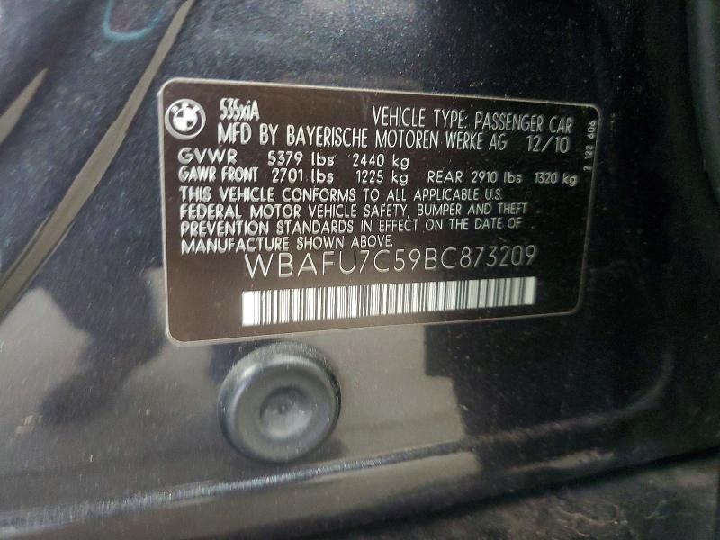 60066816 :رقم المزاد ، WBAFU7C59BC873209 vin ، 2011 Bmw 535 مزاد بيع
