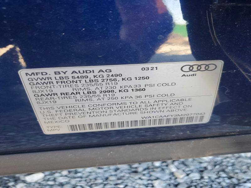 Продаж на аукціоні авто 2021 Audi Q5, vin: WA1CAAFY3M2077043, номер лоту: 60000136