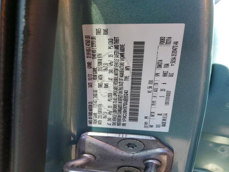 2013 Ford Escape მანქანა იყიდება აუქციონზე, vin: 1FMCU9HX7DUB55243, აუქციონის ნომერი: 62537016
