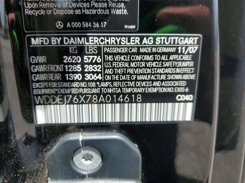 Продаж на аукціоні авто 2008 Mercedes-benz Cl, vin: WDDEJ76X78A014618, номер лоту: 59252726