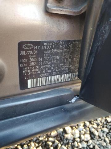 2004 Hyundai Santa Fe მანქანა იყიდება აუქციონზე, vin: KM8SC13D44U842807, აუქციონის ნომერი: 61510146