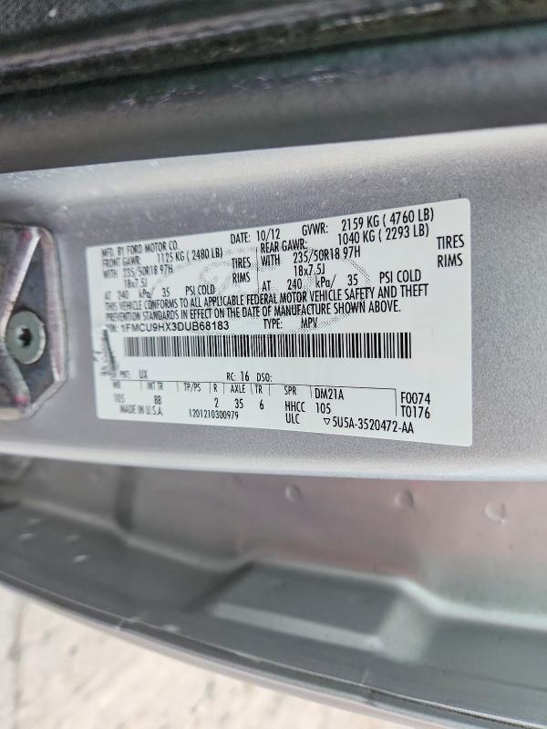 Продаж на аукціоні авто 2013 Ford Escape, vin: 1FMCU9HX3DUB68183, номер лоту: 62690376