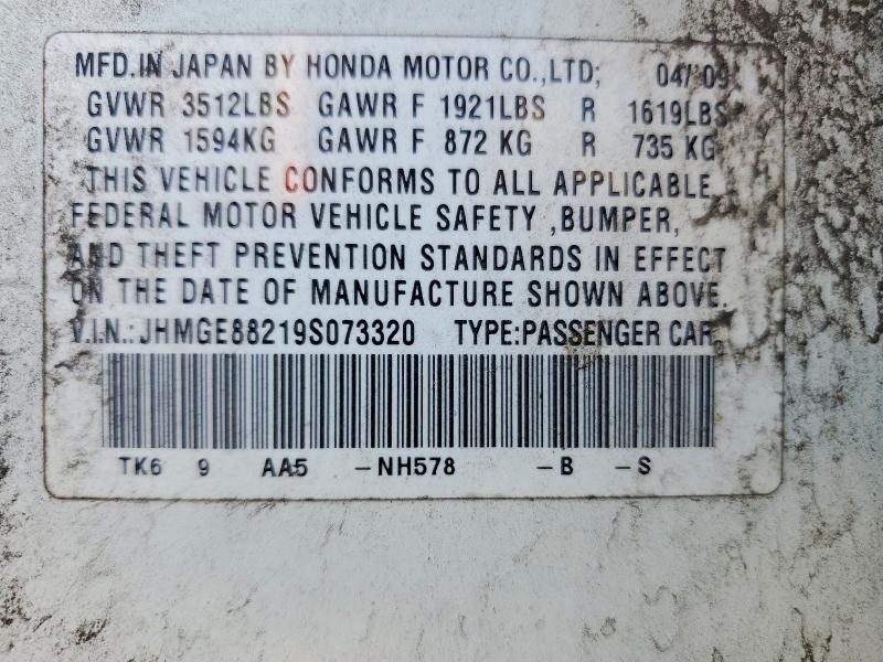 Продаж на аукціоні авто 2009 Honda Fit, vin: JHMGE88219S073320, номер лоту: 59654276