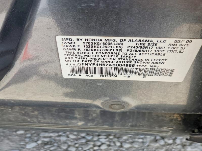 Продаж на аукціоні авто 2010 Honda Pilot, vin: 5FNYF4H52AB004966, номер лоту: 59952826