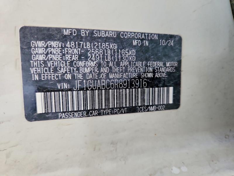 60244596 :رقم المزاد ، JF1GUABC6R8913916 vin ، 2024 Subaru Impreza مزاد بيع