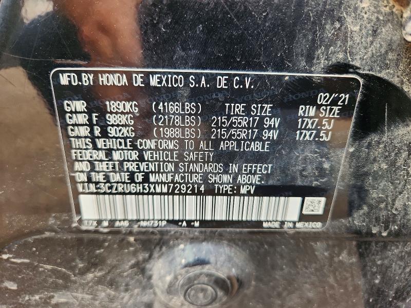 Aukcja sprzedaży 2021 Honda Hr-v, vin: 3CZRU6H3XMM729214, numer aukcji: 60963316