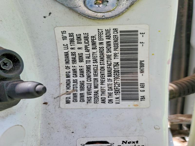 Aukcja sprzedaży 2016 Honda Civic, vin: 19XFC2F79GE001764, numer aukcji: 59838726