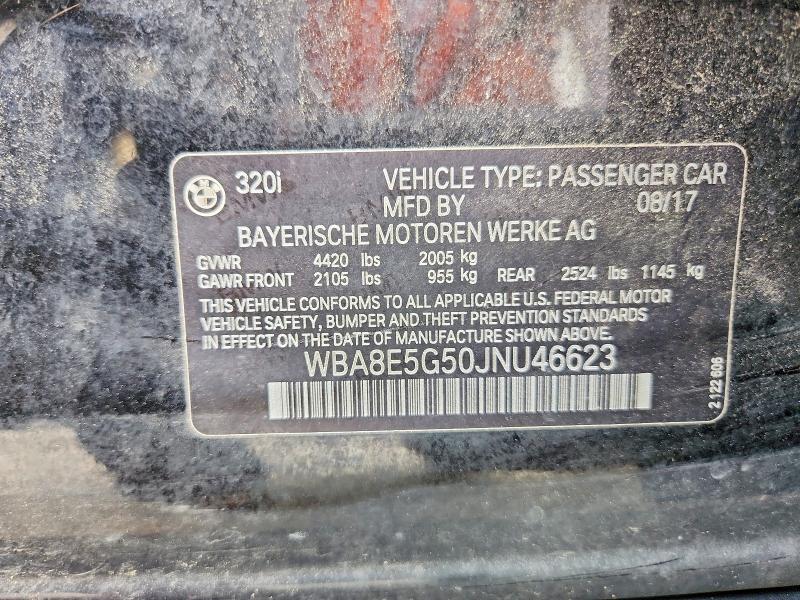 Продаж на аукціоні авто 2018 Bmw 320, vin: WBA8E5G50JNU46623, номер лоту: 62196916
