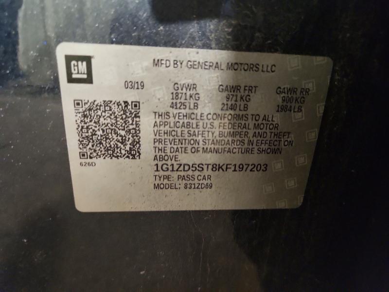 62432646 :رقم المزاد ، 1G1ZD5ST8KF197203 vin ، 2019 Chevrolet Malibu مزاد بيع