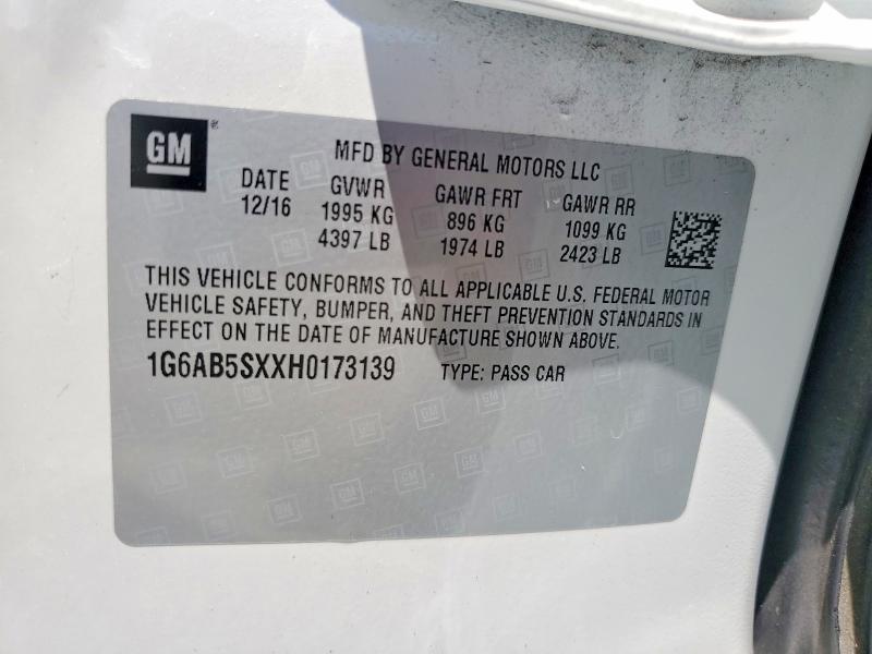 2017 Cadillac Ats მანქანა იყიდება აუქციონზე, vin: 1G6AB5SXXH0173139, აუქციონის ნომერი: 63664216