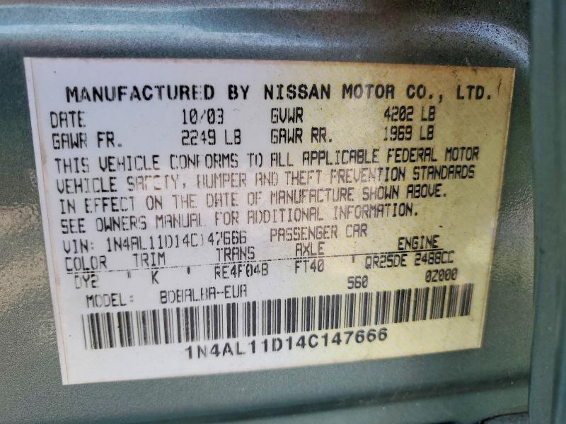 60205786 :رقم المزاد ، 1N4AL11D14C147666 vin ، 2004 Nissan Altima مزاد بيع