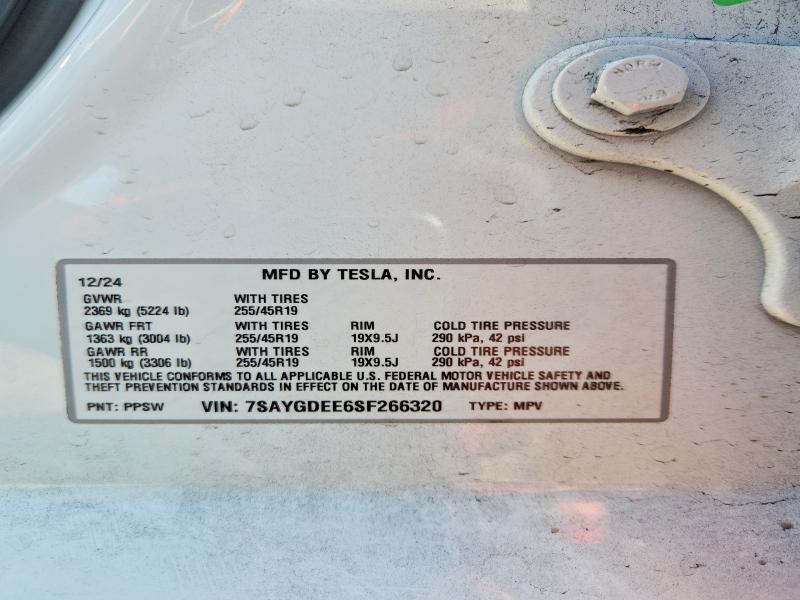 Aukcja sprzedaży 2025 Tesla Model Y, vin: 7SAYGDEE6SF266320, numer aukcji: 59831696