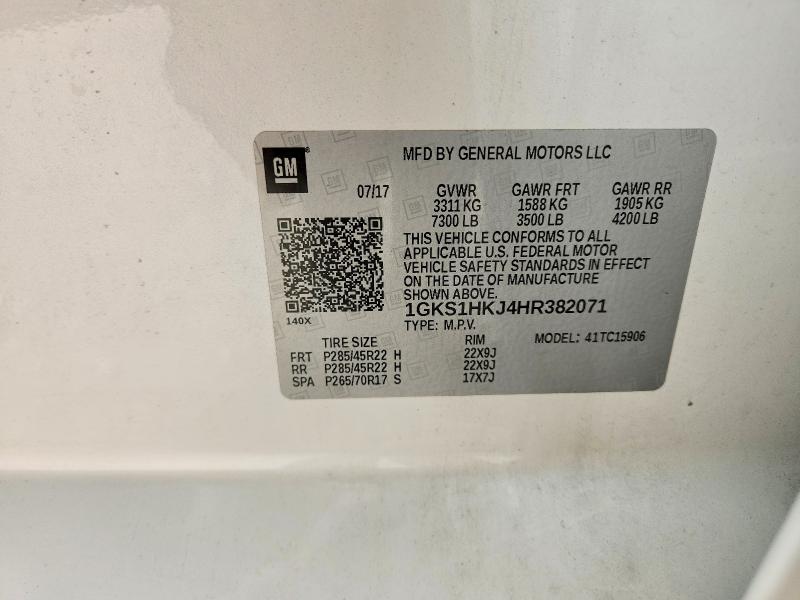 2017 Gmc Yukon Xl მანქანა იყიდება აუქციონზე, vin: 1GKS1HKJ4HR382071, აუქციონის ნომერი: 60395566