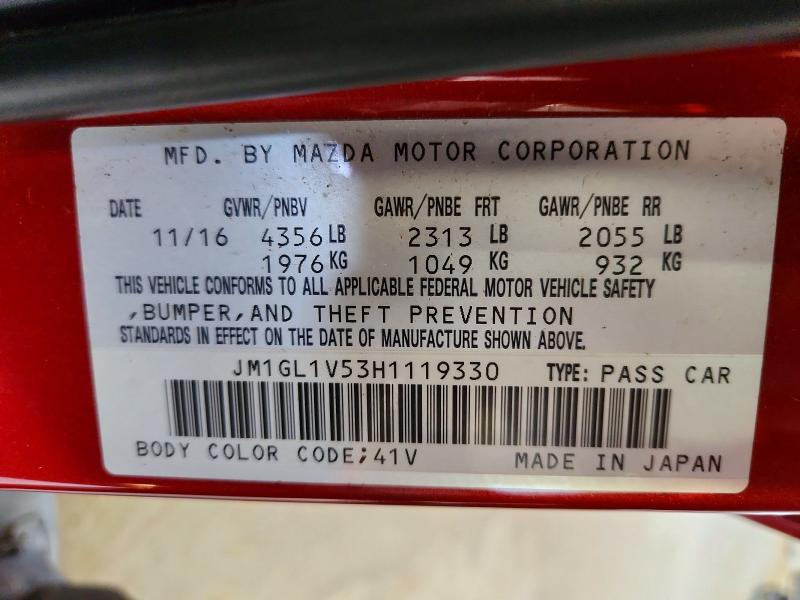 Продажа на аукционе авто 2017 Mazda 6, vin: JM1GL1V53H1119330, номер лота: 59315386
