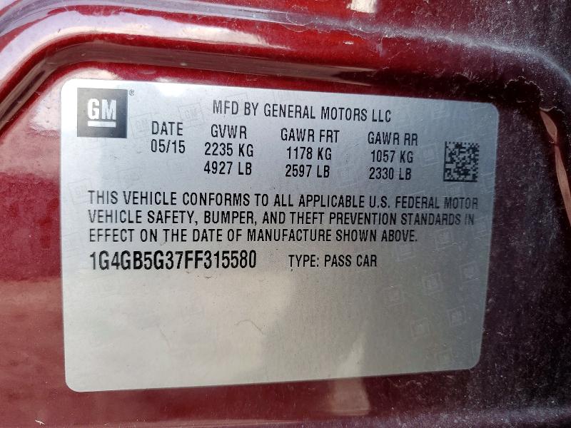 Aukcja sprzedaży 2015 Buick Lacrosse, vin: 1G4GB5G37FF315580, numer aukcji: 61680756
