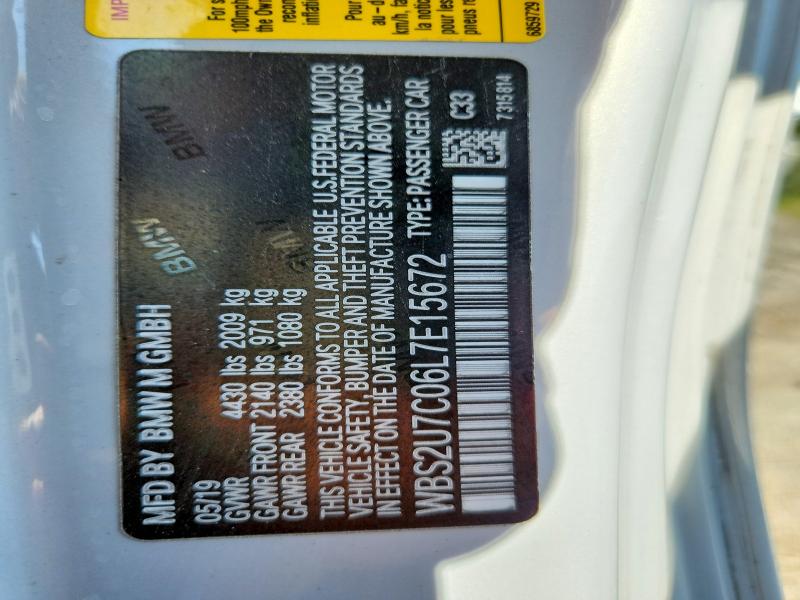 Aukcja sprzedaży 2020 Bmw M2, vin: WBS2U7C06L7E15672, numer aukcji: 61844066