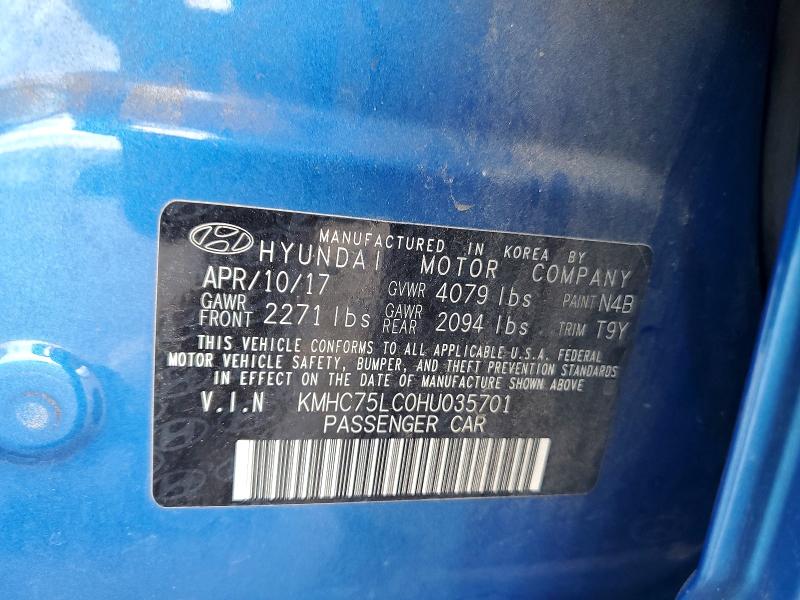 Продаж на аукціоні авто 2017 Hyundai Ioniq, vin: KMHC75LC0HU035701, номер лоту: 60876156