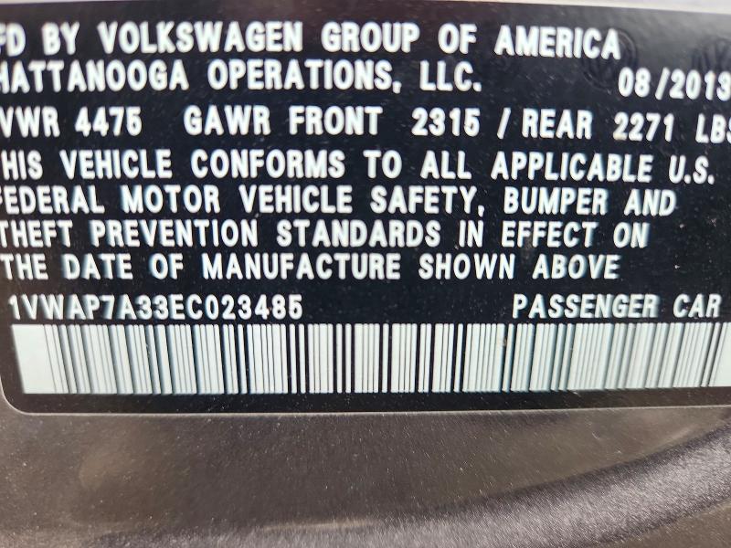 Aukcja sprzedaży 2014 Volkswagen Passat, vin: 1VWAP7A33EC023485, numer aukcji: 56683306
