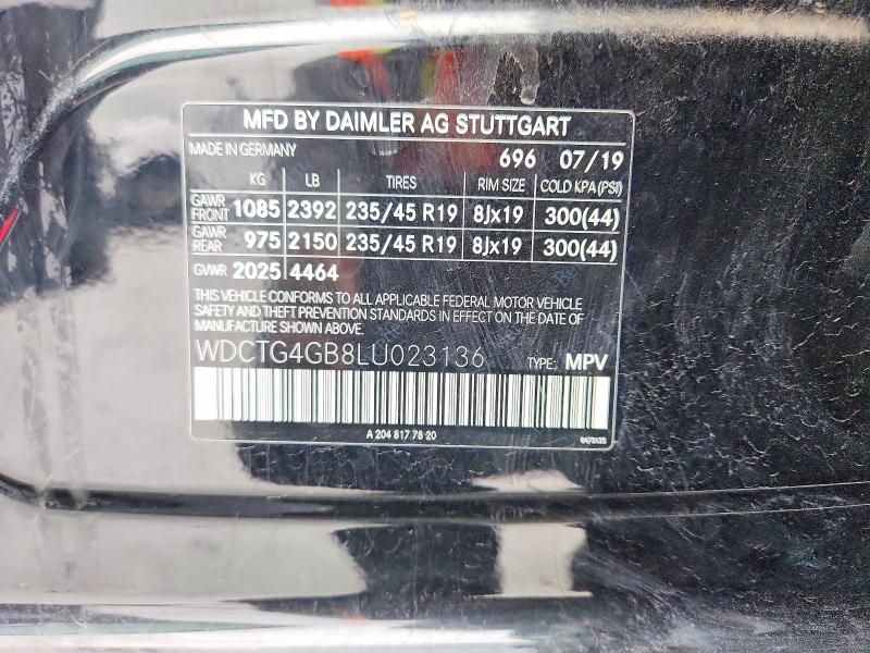 62086266 :رقم المزاد ، WDCTG4GB8LU023136 vin ، 2020 Mercedes-benz Gla مزاد بيع