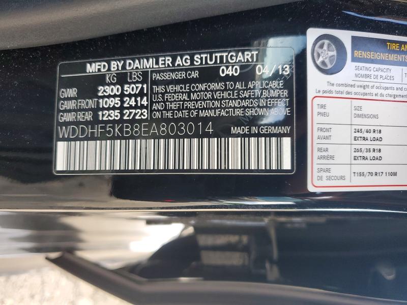 2014 Mercedes-benz E მანქანა იყიდება აუქციონზე, vin: WDDHF5KB8EA803014, აუქციონის ნომერი: 60061146