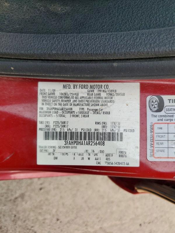 2010 Ford Fusion მანქანა იყიდება აუქციონზე, vin: 3FAHP0HA1AR256408, აუქციონის ნომერი: 61191556