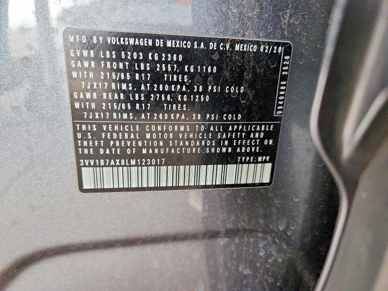 Продаж на аукціоні авто 2020 Volkswagen Tiguan, vin: 3VV1B7AX8LM123017, номер лоту: 61183656