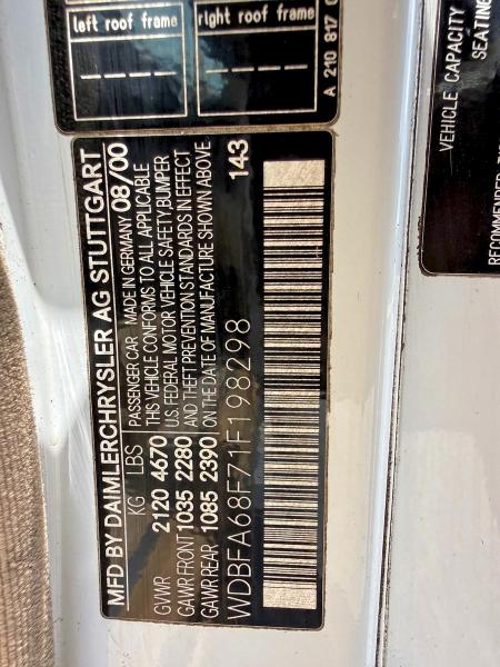 Aukcja sprzedaży 2001 Mercedes-benz Sl, vin: WDBFA68F71F198298, numer aukcji: 62652216