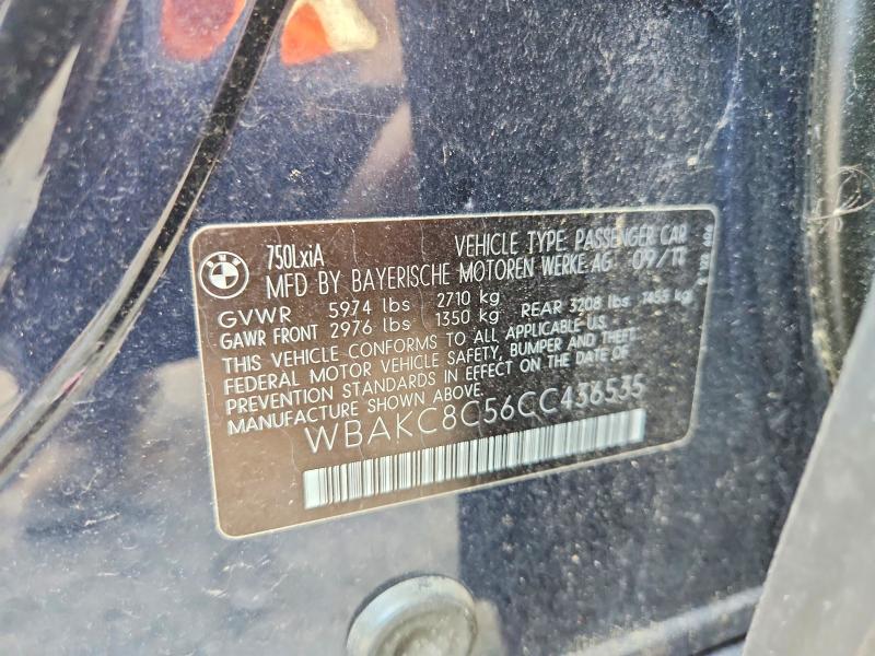 Продаж на аукціоні авто 2012 Bmw 750, vin: WBAKC8C56CC436535, номер лоту: 63431206