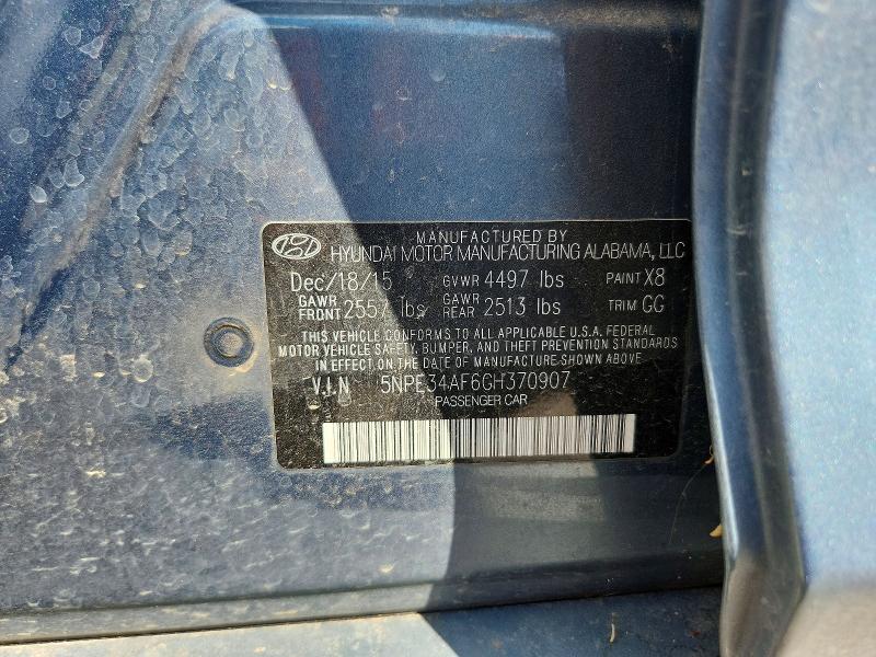 61759666 :رقم المزاد ، 5NPE34AF6GH370907 vin ، 2016 Hyundai Sonata مزاد بيع