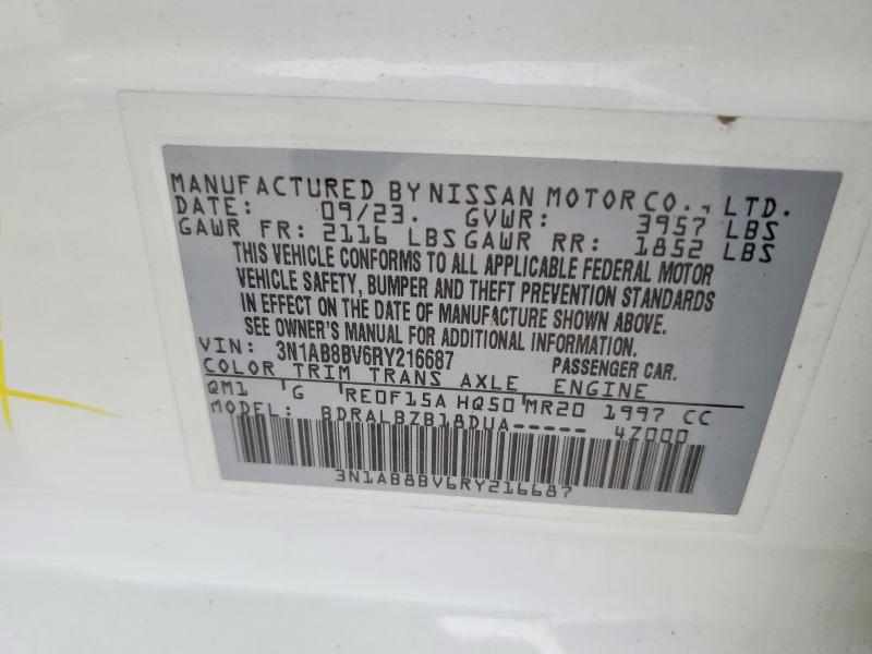 Aukcja sprzedaży 2024 Nissan Sentra, vin: 3N1AB8BV6RY216687, numer aukcji: 59865436