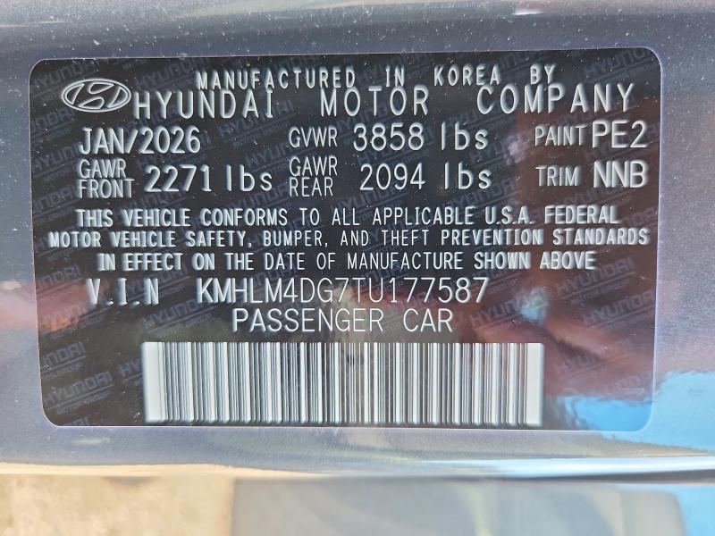 2026 Hyundai Elantra მანქანა იყიდება აუქციონზე, vin: KMHLM4DG7TU177587, აუქციონის ნომერი: 63054076