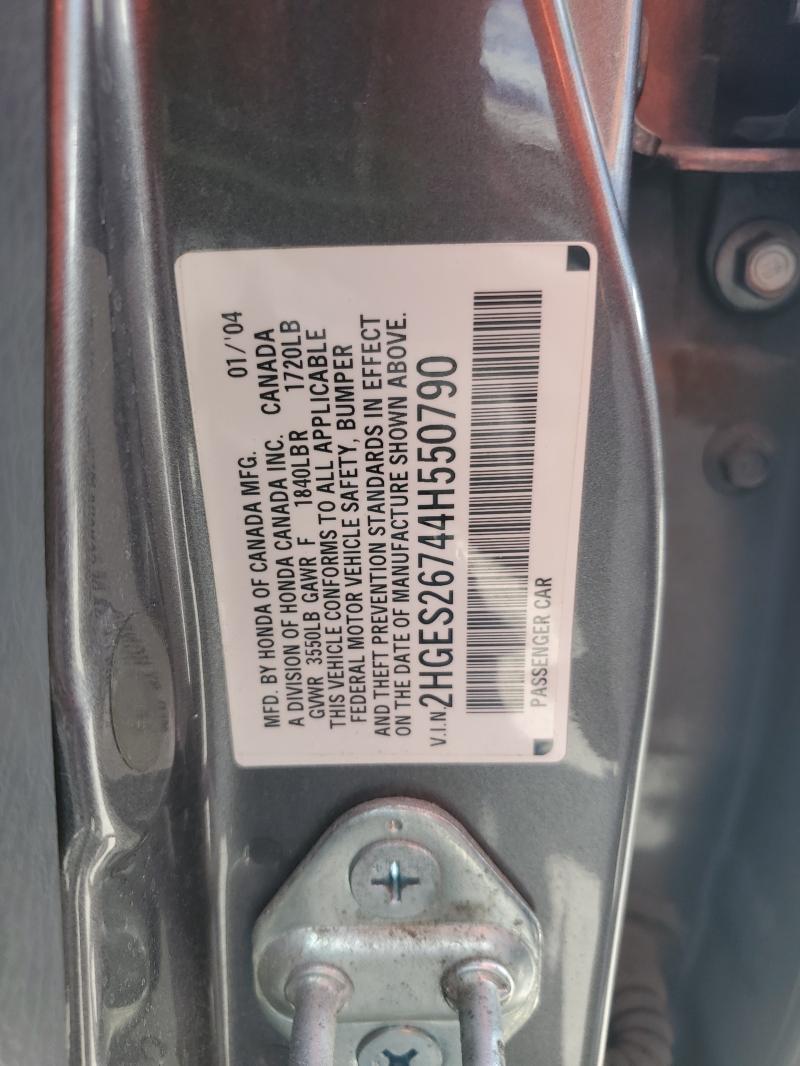 Aukcja sprzedaży 2004 Honda Civic, vin: 2HGES26744H550790, numer aukcji: 63333856