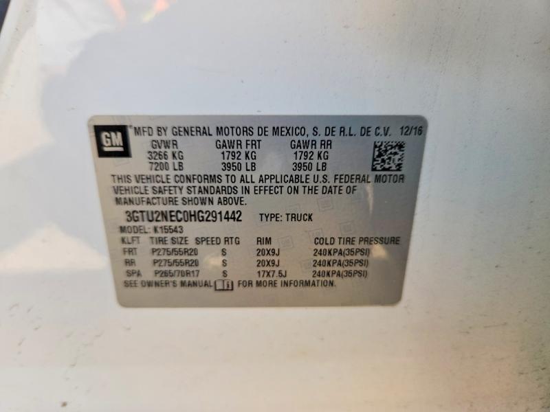 Aukcja sprzedaży 2017 Gmc Sierra, vin: 3GTU2NEC0HG291442, numer aukcji: 60509736