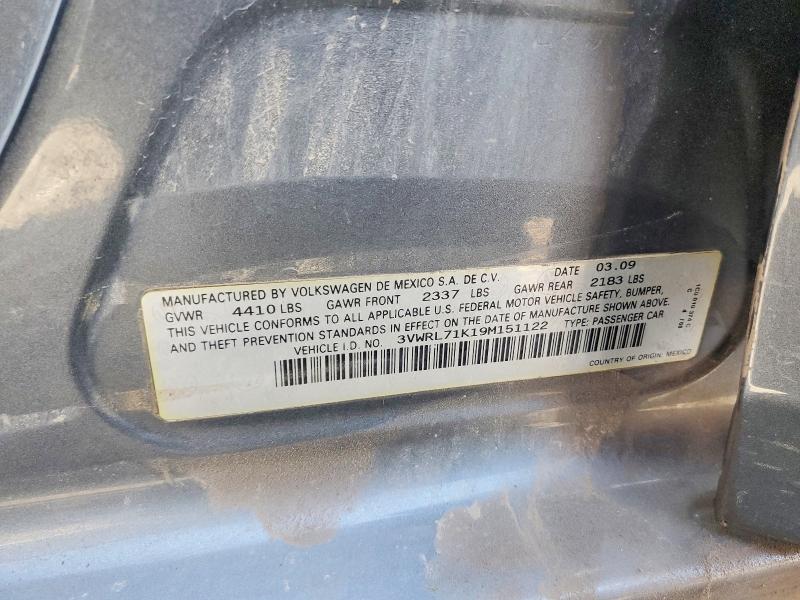 Auction sale of the 2009 Volkswagen Jetta, vin: 3VWRL71K19M151122, lot number: 61714416