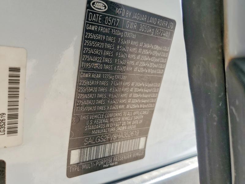 Продажа на аукционе авто 2017 Land Rover Range Rover, vin: SALGS2FV8HA352619, номер лота: 60127306