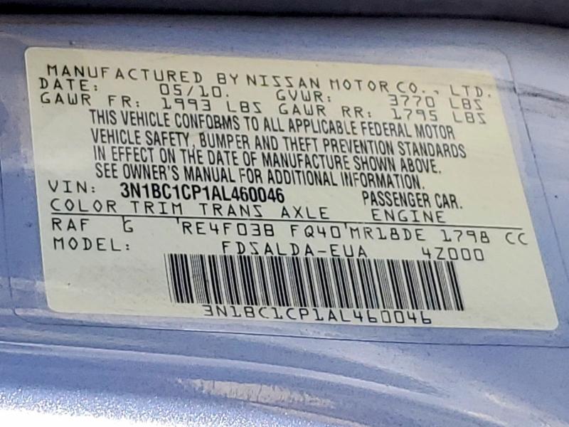 Продаж на аукціоні авто 2010 Nissan Versa, vin: 3N1BC1CP1AL460046, номер лоту: 63244746