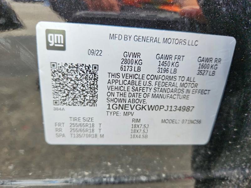 62446806 :رقم المزاد ، 1GNEVGKW0PJ134987 vin ، 2023 Chevrolet Traverse مزاد بيع