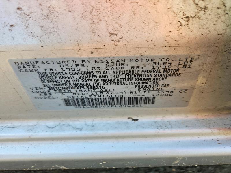 Auction sale of the 2023 Nissan Versa, vin: 3N1CN8DVXPL846316, lot number: 60263616
