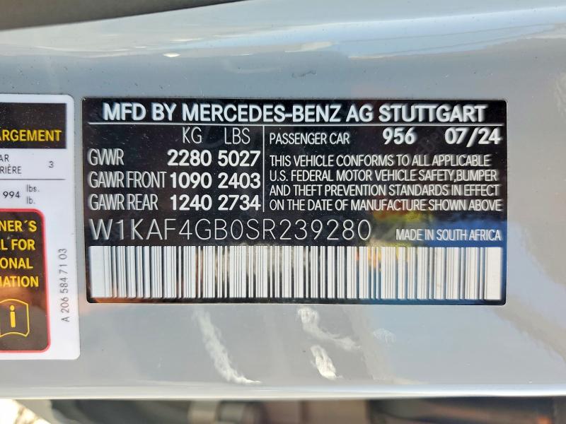 Продажа на аукционе авто 2025 Mercedes-benz C, vin: W1KAF4GB0SR239280, номер лота: 63234696