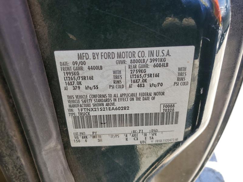 Aukcja sprzedaży 2001 Ford F250, vin: 1FTNX21S21EA60282, numer aukcji: 59657626