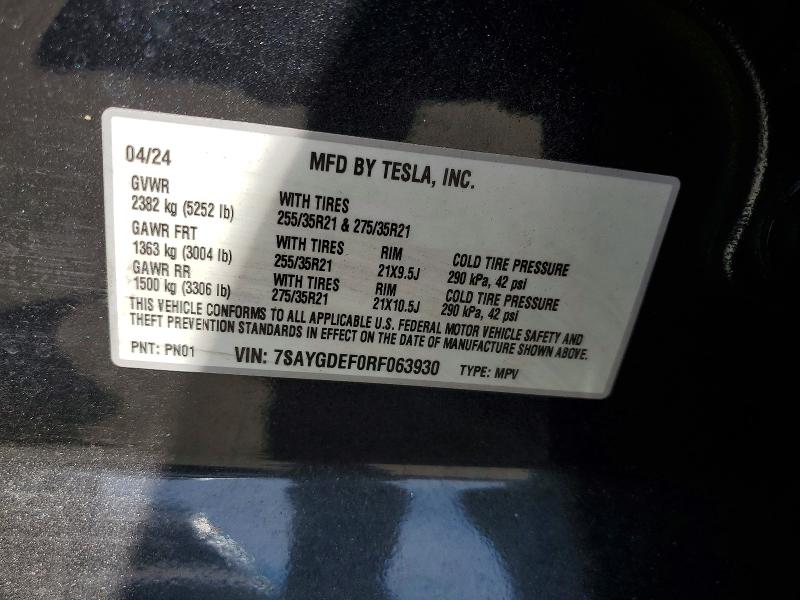 Aukcja sprzedaży 2024 Tesla Model Y, vin: 7SAYGDEF0RF063930, numer aukcji: 59834776