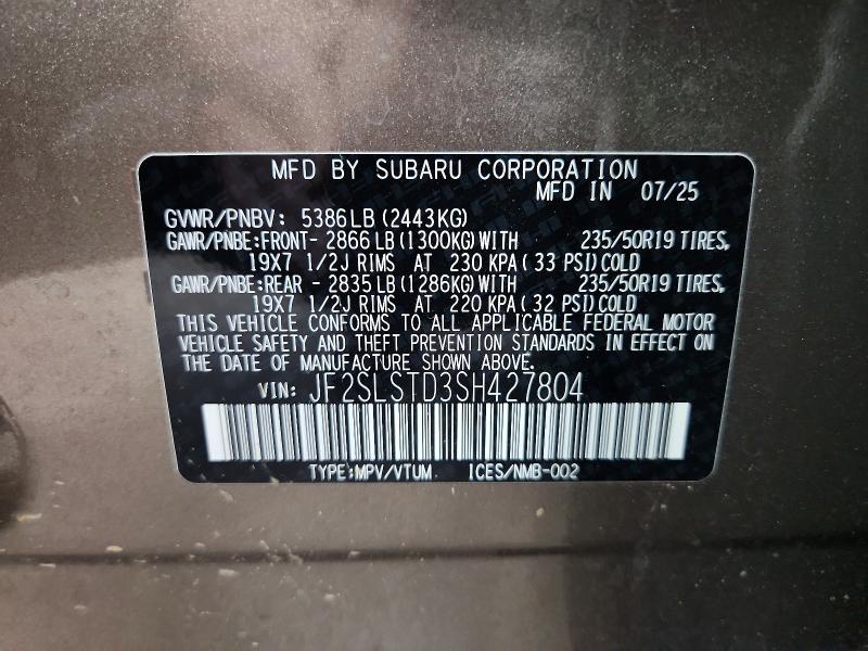 61068016 :رقم المزاد ، JF2SLSTD3SH427804 vin ، 2025 Subaru Forester مزاد بيع
